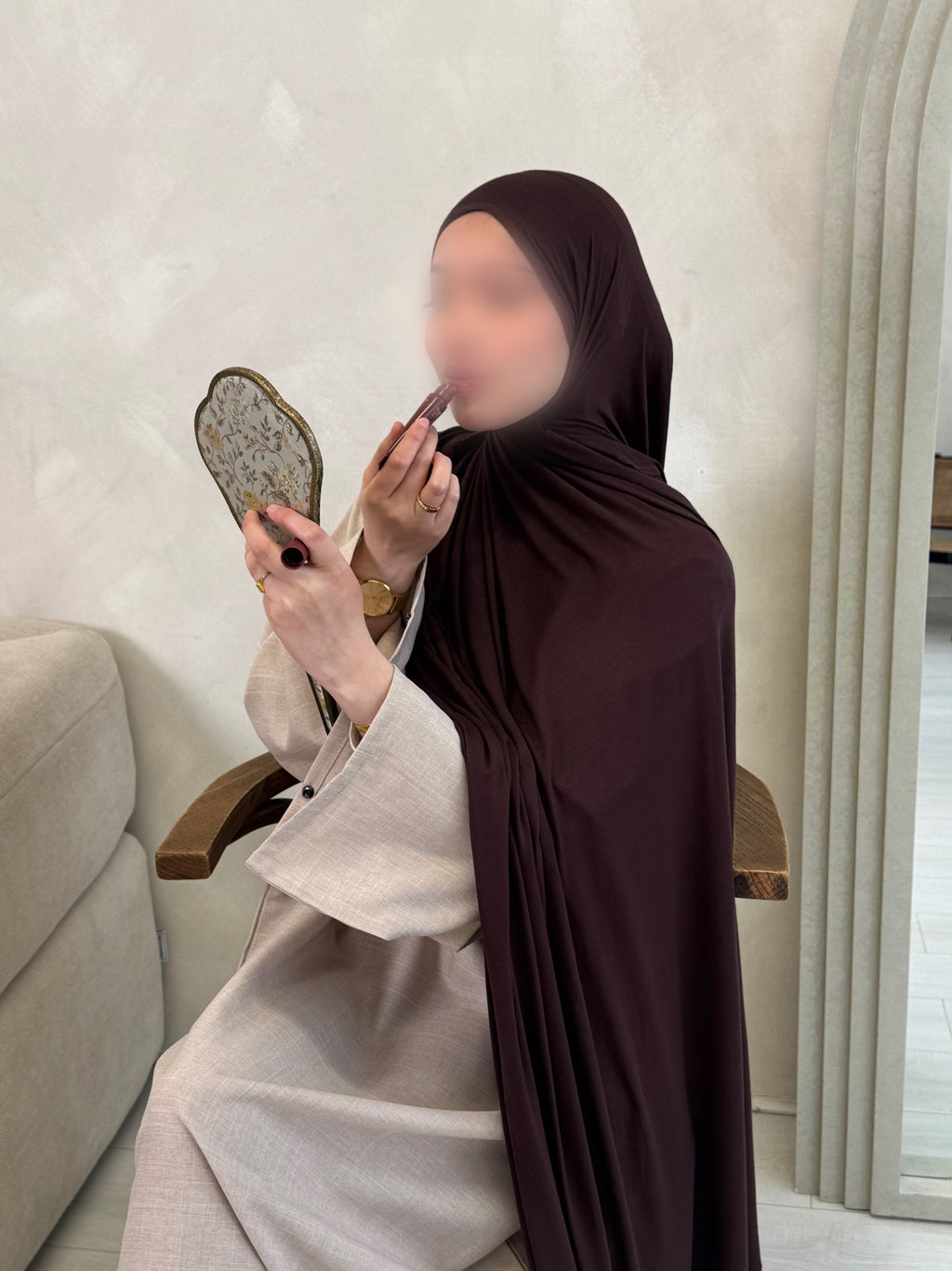 Aveline Linen Closed Abaya | Oatmeal