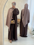 Aveline Linen Closed Abaya | velour Cocoa