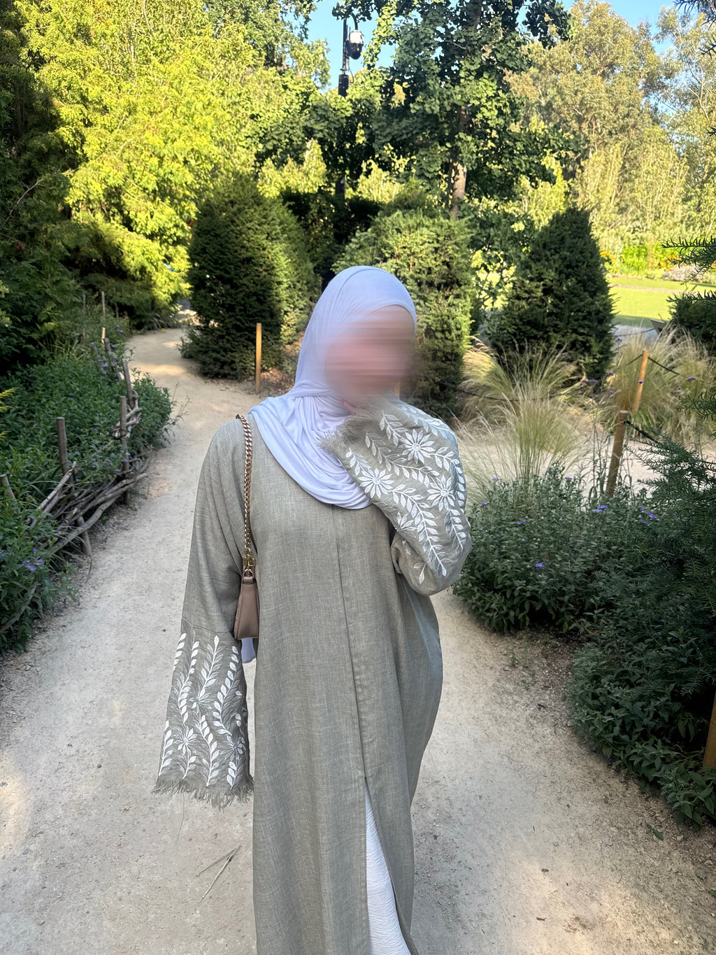 Dusty sage Vivielle Linen Open Abaya