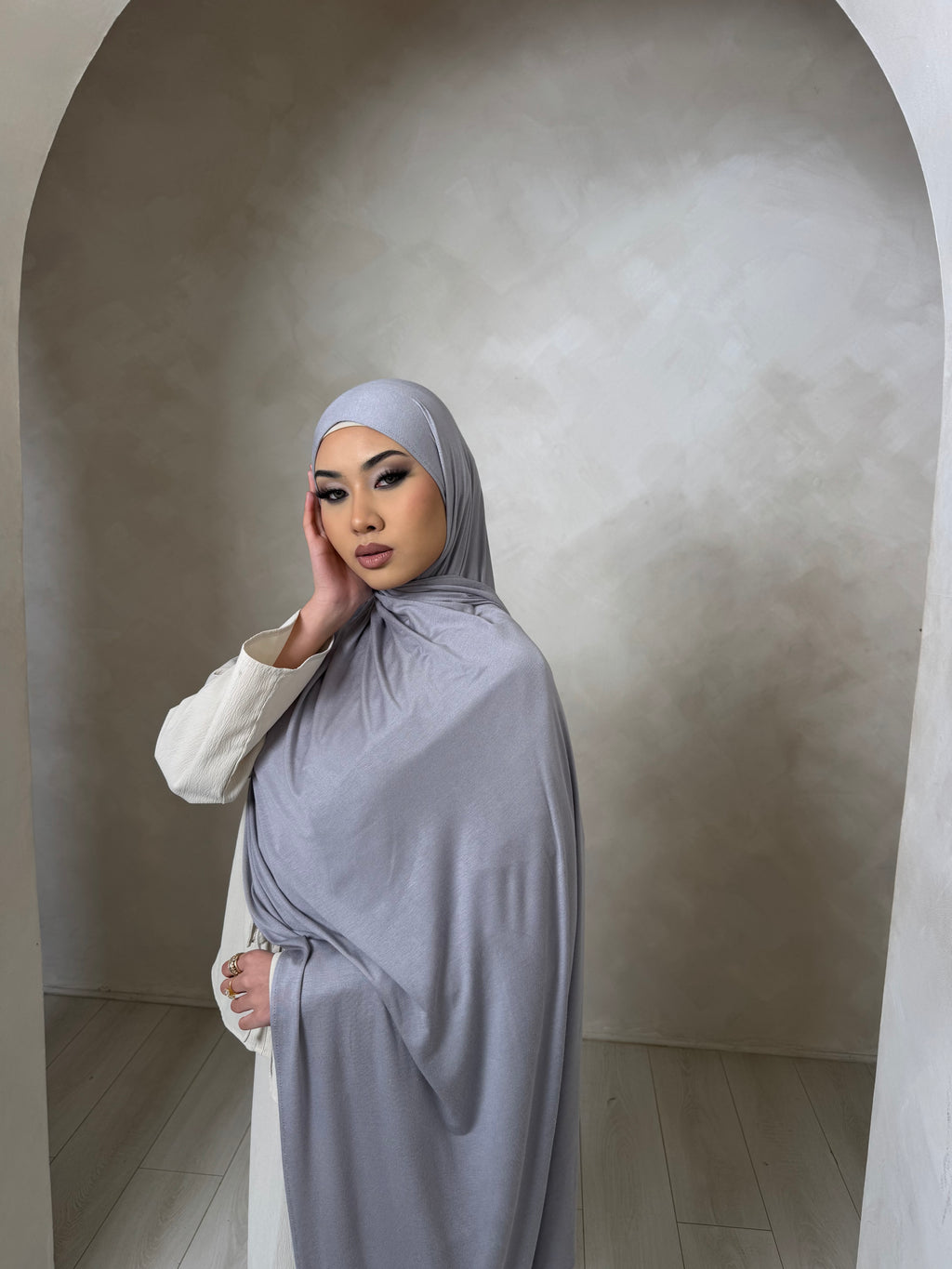 Ash grey jersey hijab