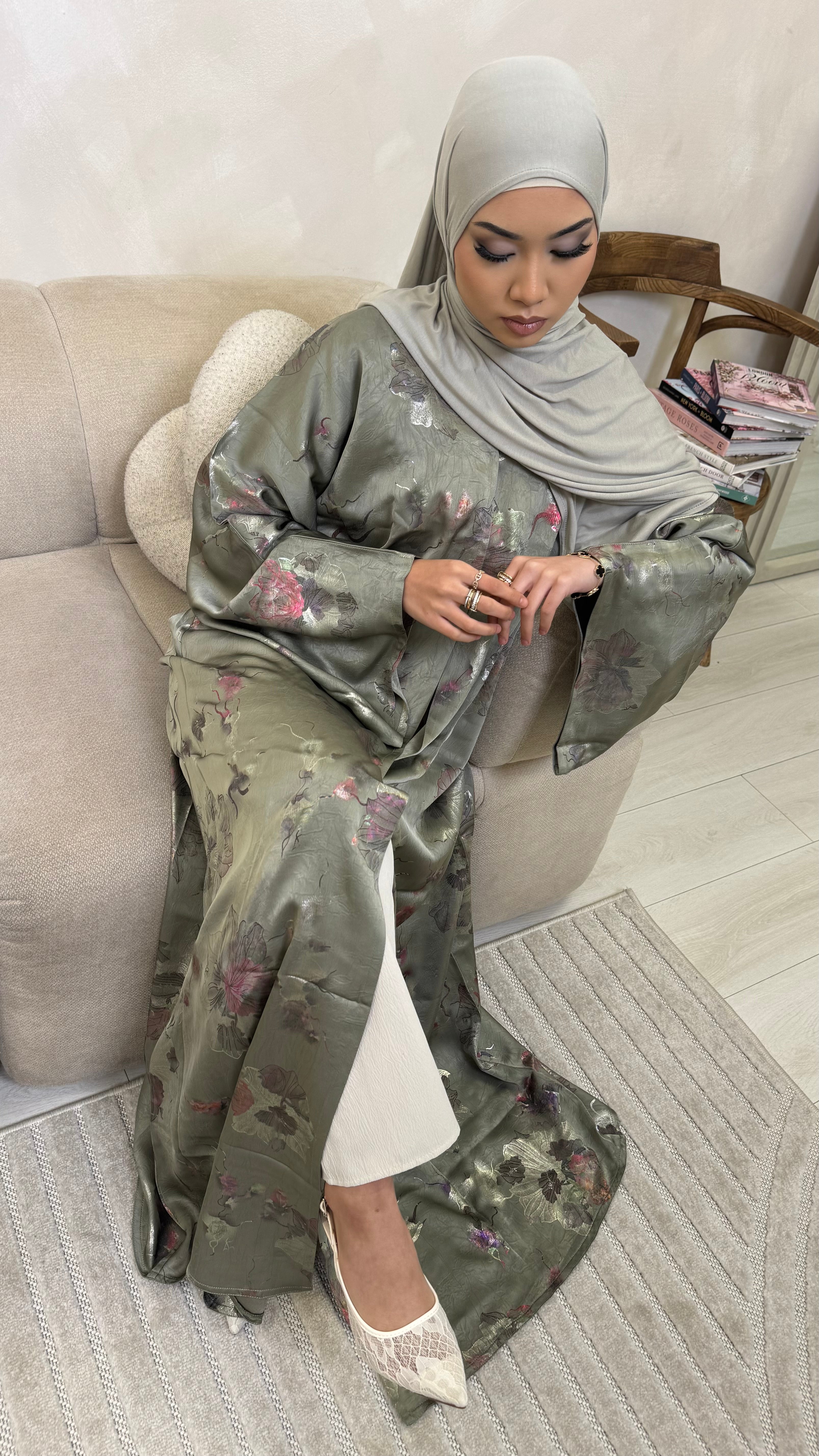 Flora Serene Abaya - Sage Dream