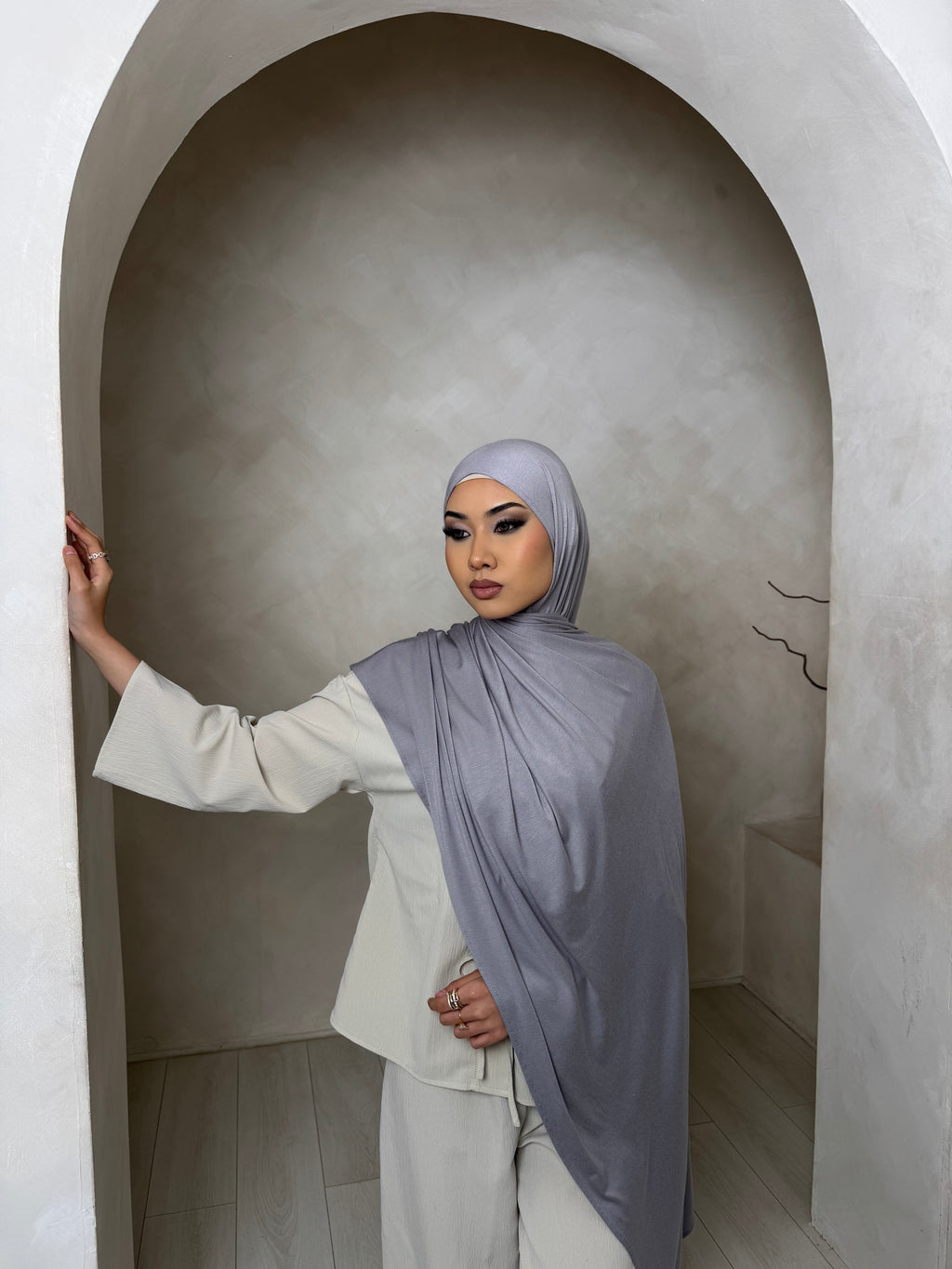 Ash grey jersey hijab