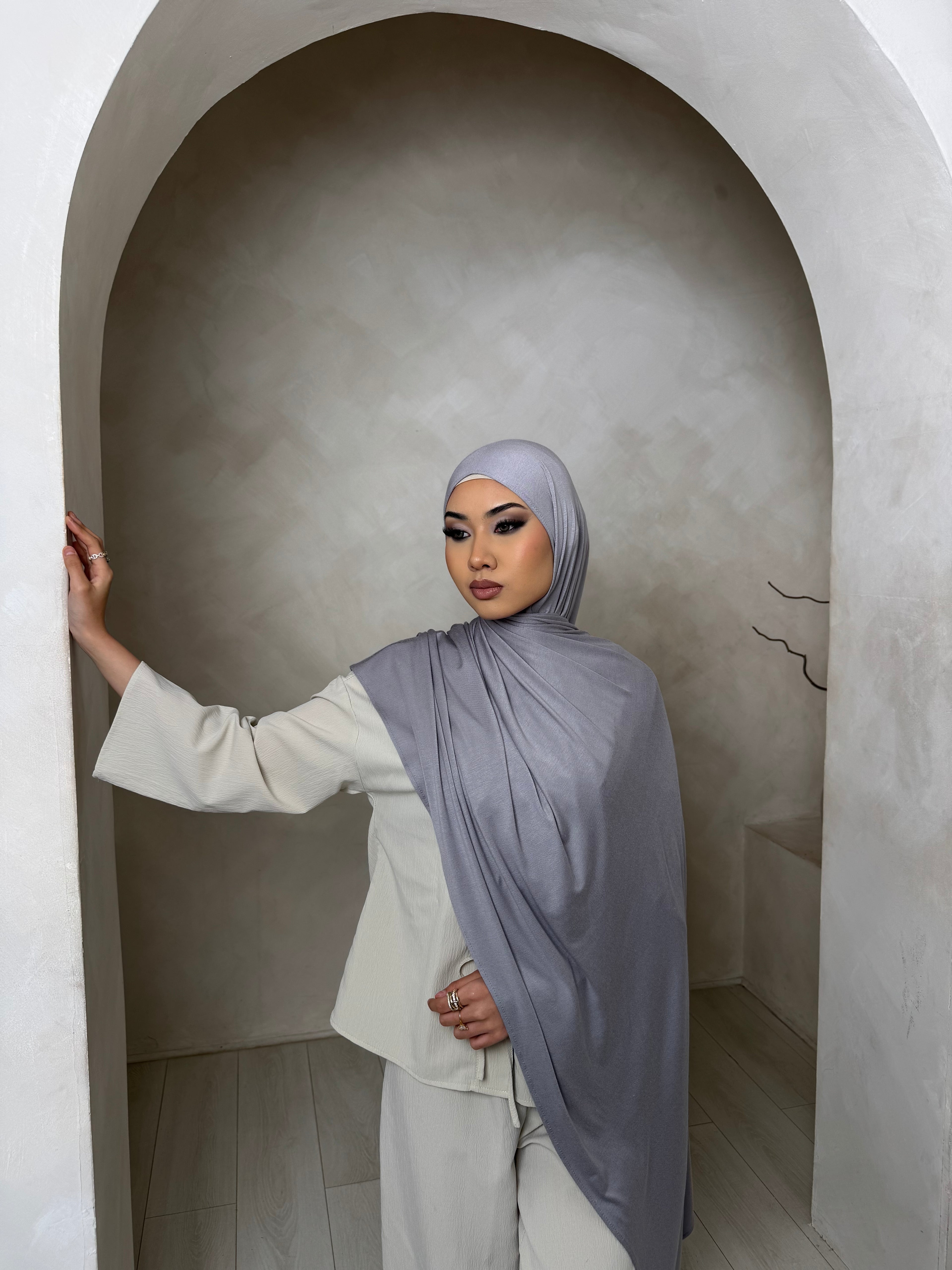 Ash grey jersey hijab