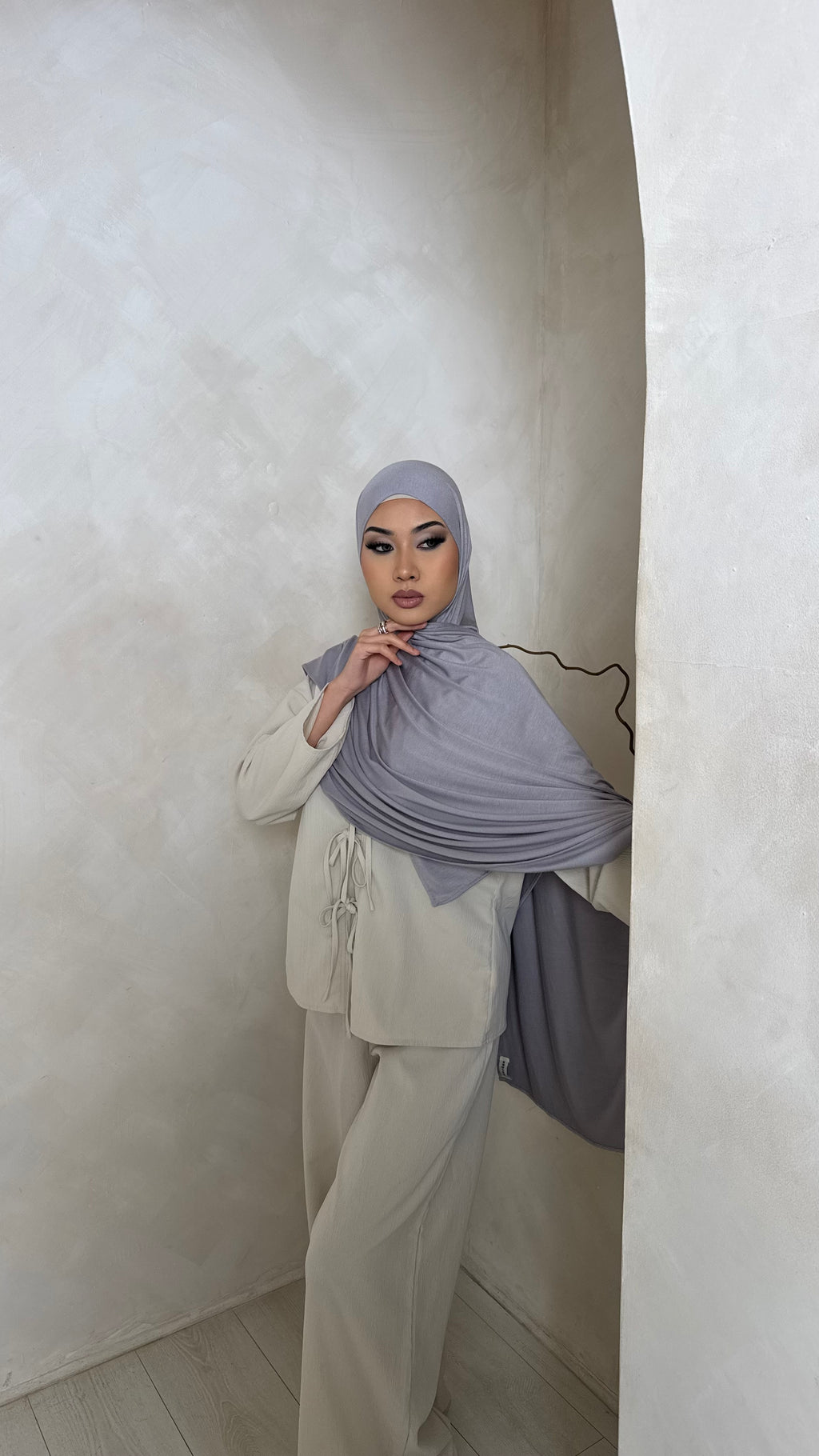 Ash grey jersey hijab