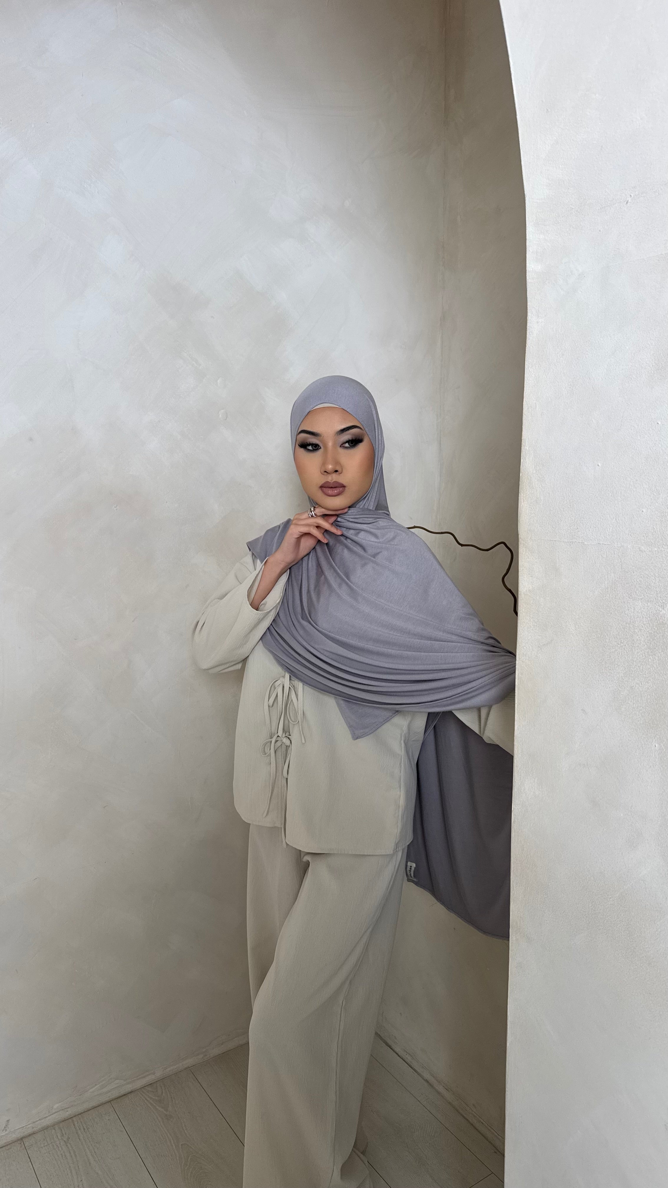 Ash grey jersey hijab