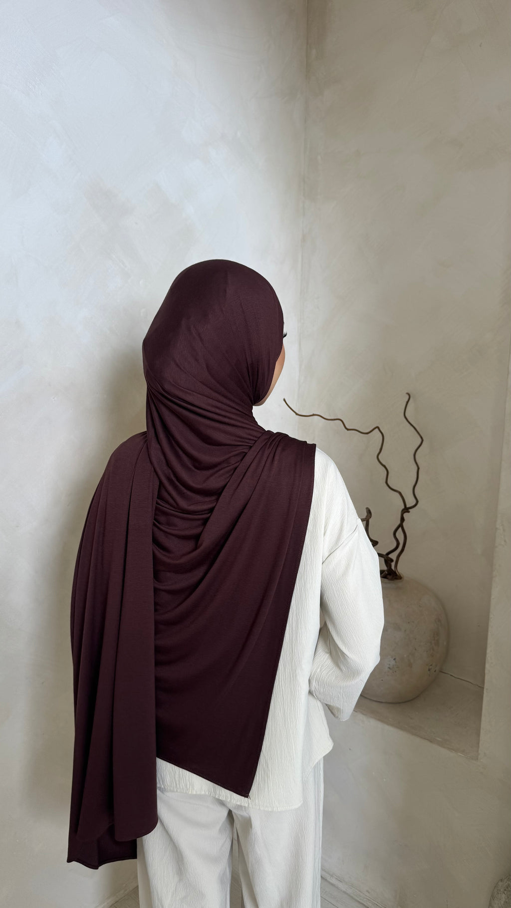 Dark puce brown jersey hijab