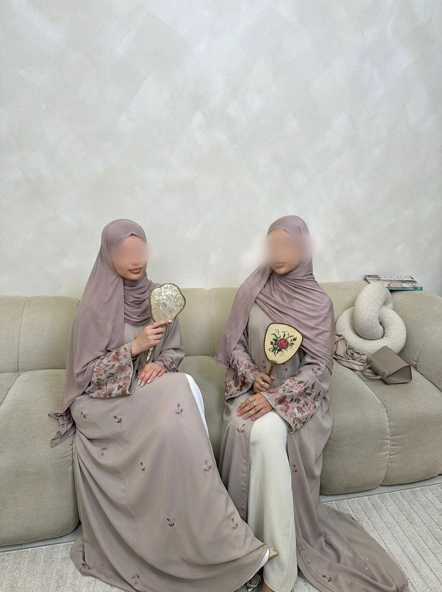 Arora Bloom Nida open abaya - Dusty Mauve