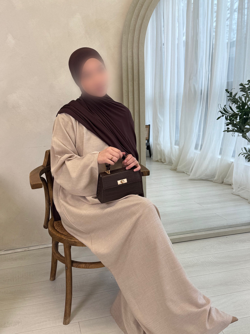 Aveline Linen Closed Abaya | Oatmeal