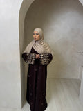 Arora Bloom Nida open abaya - Deep Truffle