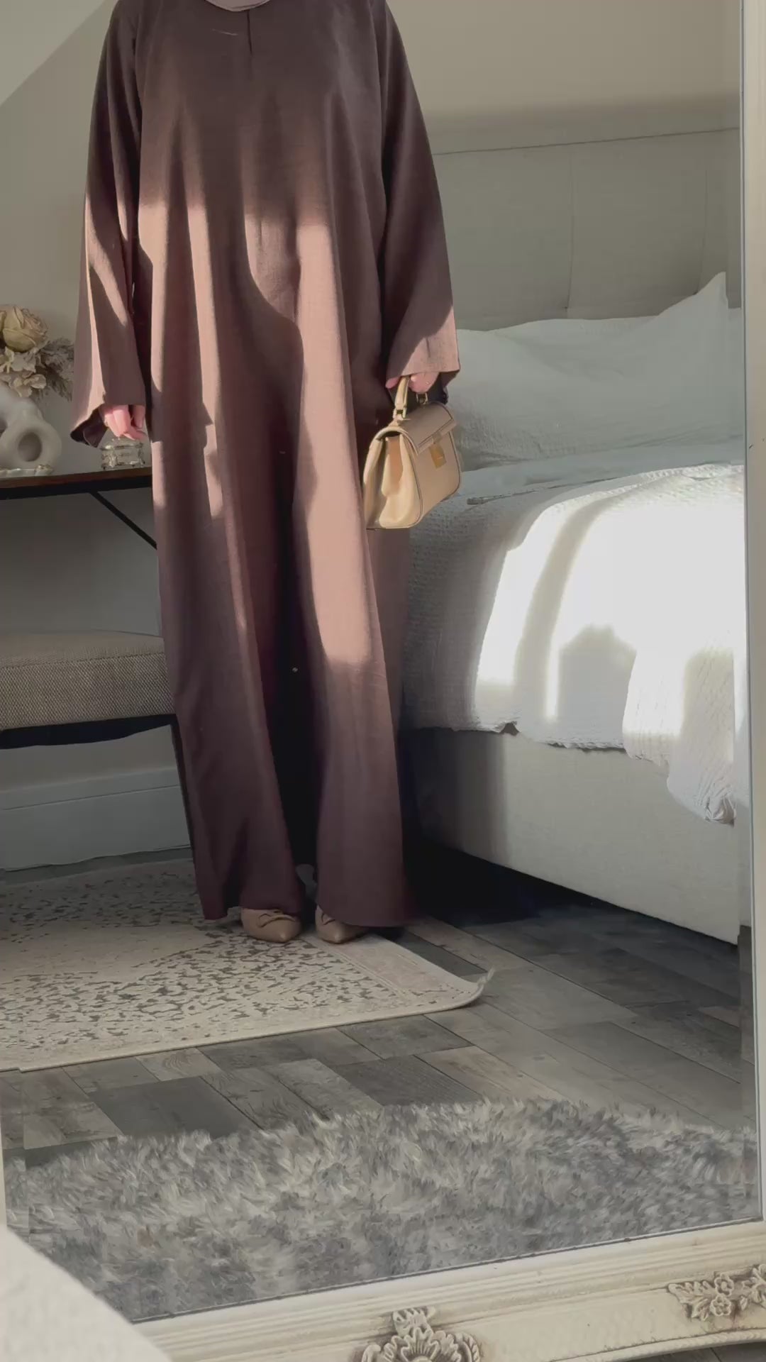 Aveline Linen Closed Abaya | velour Cocoa